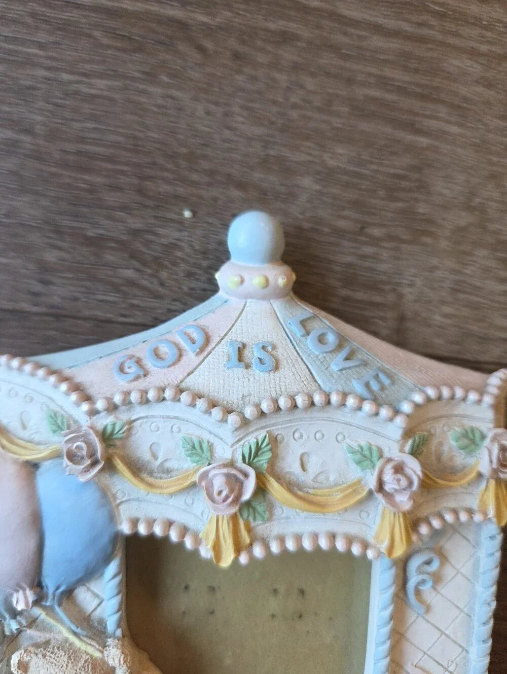 Vintage Bears & Balloon Nursery Baby Picture Frame Resin Ceramic 